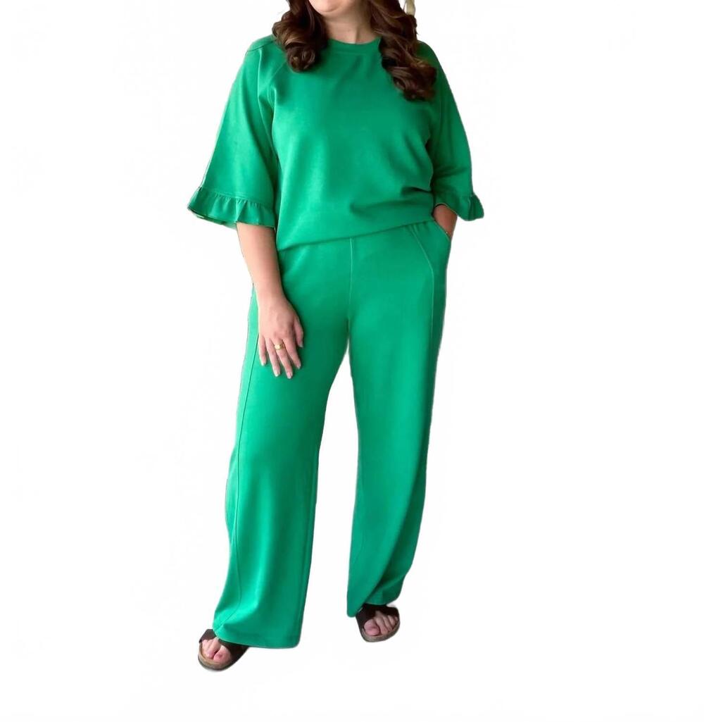 NEW UMGEE luxe knit wide leg pants in green